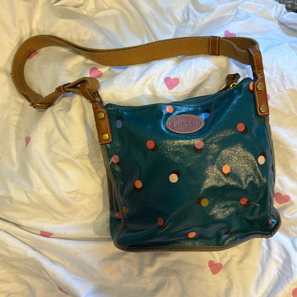 Polka Dot Fossil Crossbody Bag